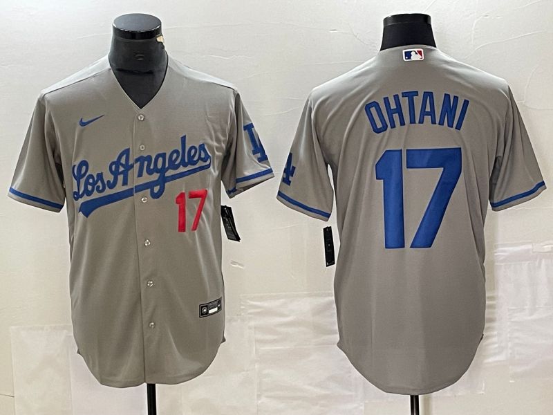 Men Los Angeles Dodgers #17 Ohtani Grey Nike Game MLB Jersey style 2